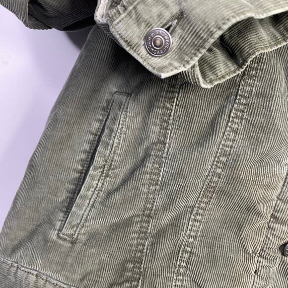 Vintage Gap Y2K 2003 Olive Green Corduroy Sherpa Lined Trucker Jacket mens L - Picture 3 of 14